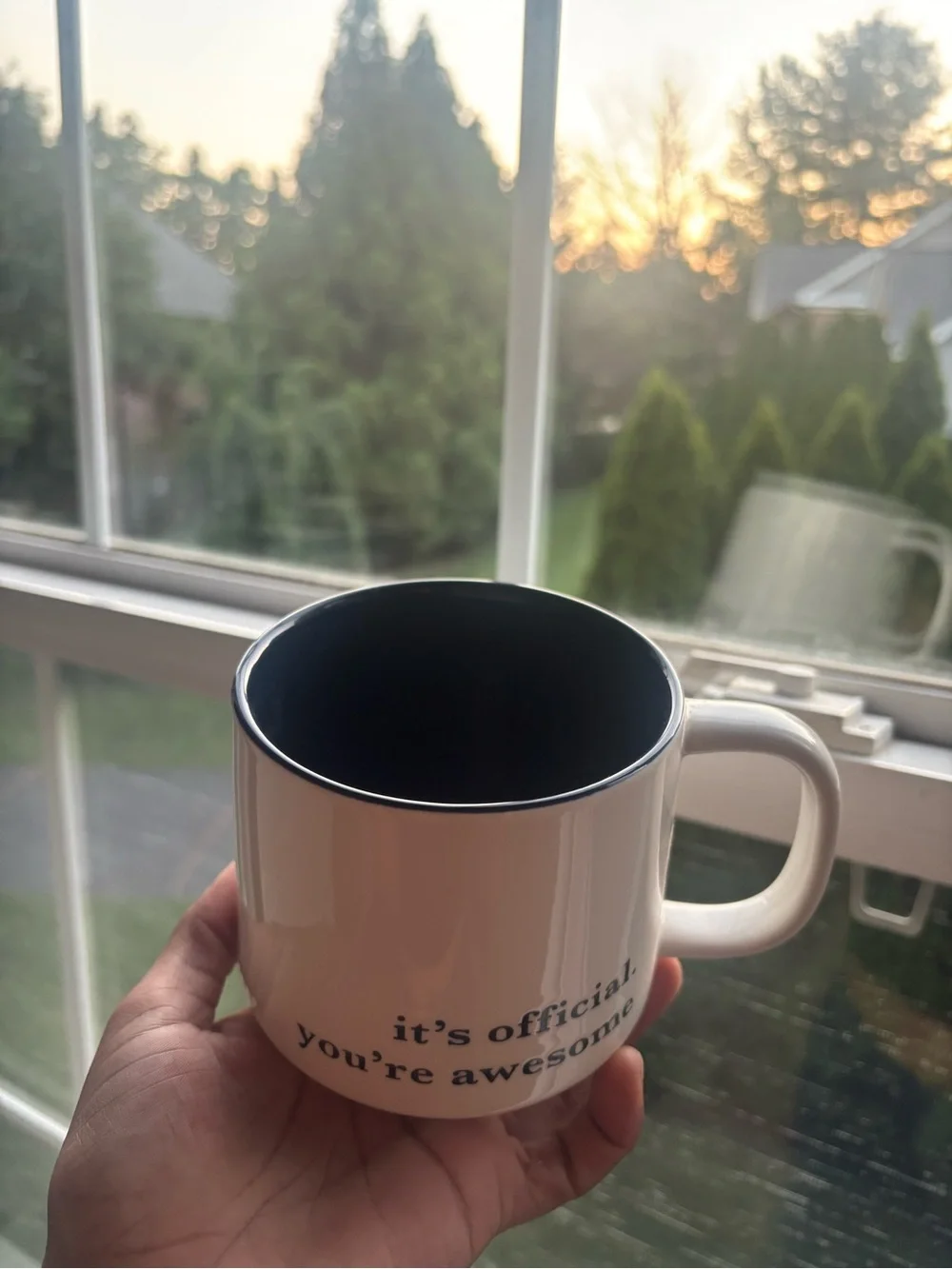 White Ceramic Mug with 'it's official. you're awesome' Print